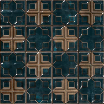 Glossy Punch Carving Patterned Decorative Ceramic Tile image 1