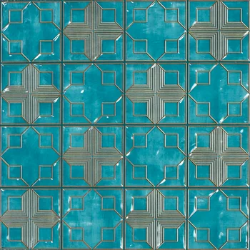 Glossy Punch Carving Patterned Decorative Ceramic Tile image 1